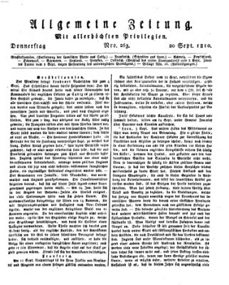 Allgemeine Zeitung Donnerstag 20. September 1810