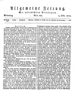 Allgemeine Zeitung Sonntag 14. Oktober 1810