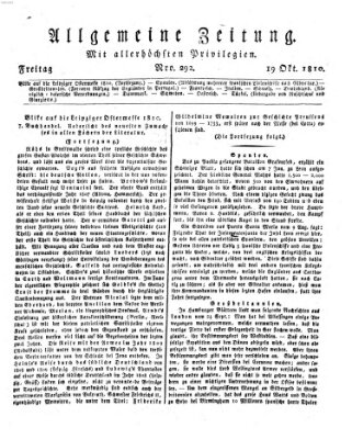 Allgemeine Zeitung Freitag 19. Oktober 1810