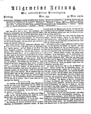 Allgemeine Zeitung Freitag 30. November 1810