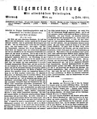 Allgemeine Zeitung Mittwoch 13. Februar 1811