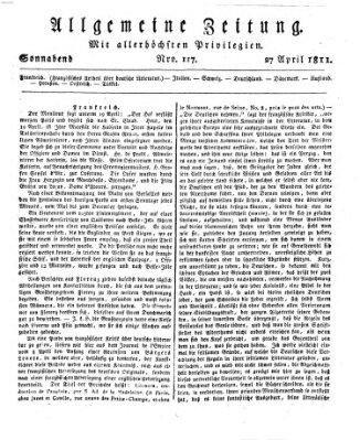 Allgemeine Zeitung Samstag 27. April 1811
