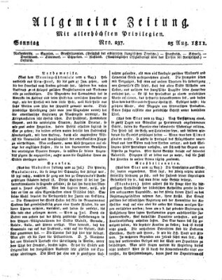 Allgemeine Zeitung Sonntag 25. August 1811