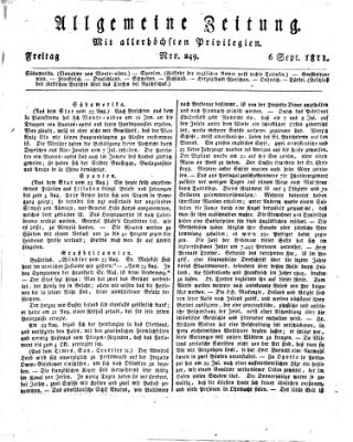 Allgemeine Zeitung Freitag 6. September 1811