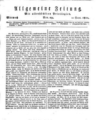 Allgemeine Zeitung Mittwoch 11. September 1811