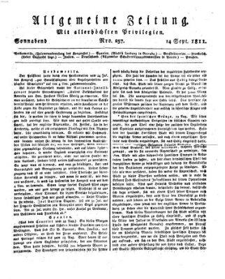 Allgemeine Zeitung Samstag 14. September 1811