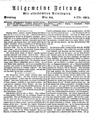 Allgemeine Zeitung Sonntag 6. Oktober 1811
