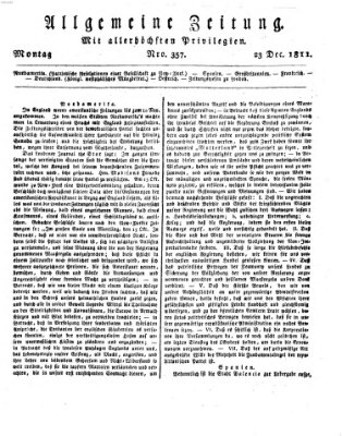 Allgemeine Zeitung Montag 23. Dezember 1811