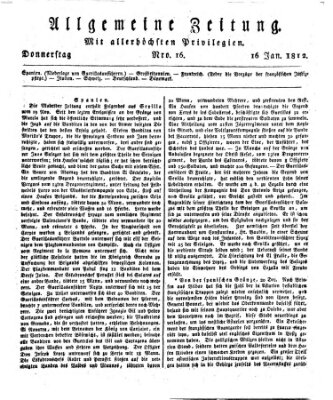 Allgemeine Zeitung Donnerstag 16. Januar 1812