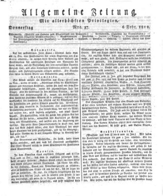 Allgemeine Zeitung Donnerstag 6. Februar 1812