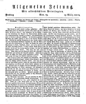Allgemeine Zeitung Freitag 13. März 1812