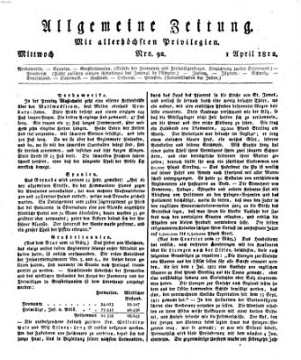 Allgemeine Zeitung Mittwoch 1. April 1812