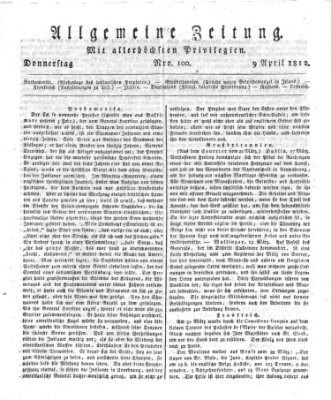 Allgemeine Zeitung Donnerstag 9. April 1812