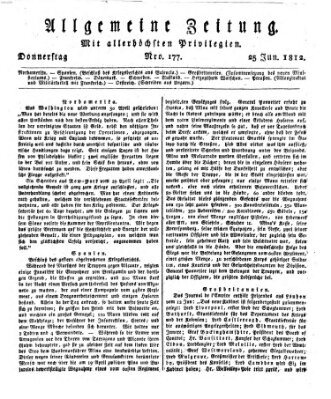 Allgemeine Zeitung Donnerstag 25. Juni 1812