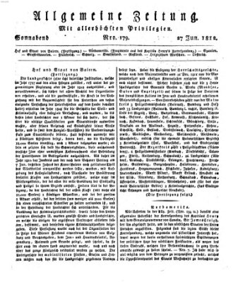 Allgemeine Zeitung Samstag 27. Juni 1812