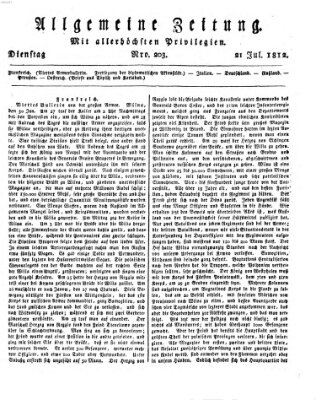 Allgemeine Zeitung Dienstag 21. Juli 1812