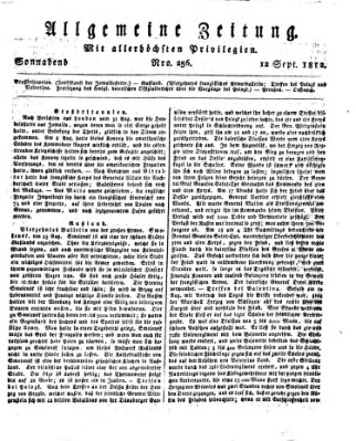 Allgemeine Zeitung Samstag 12. September 1812