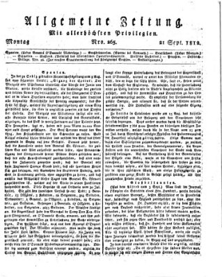 Allgemeine Zeitung Montag 21. September 1812