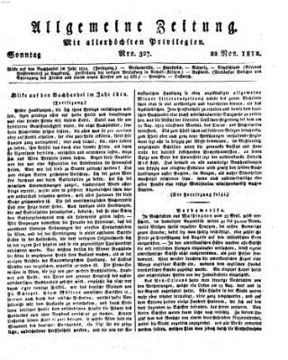 Allgemeine Zeitung Sonntag 22. November 1812