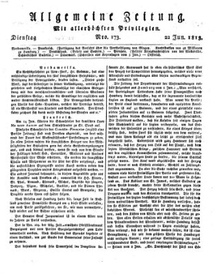 Allgemeine Zeitung Dienstag 22. Juni 1813