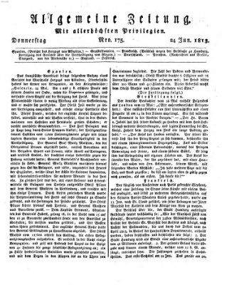 Allgemeine Zeitung Donnerstag 24. Juni 1813