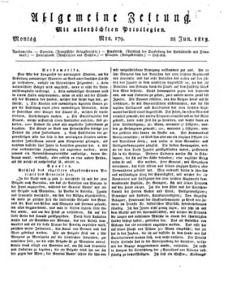 Allgemeine Zeitung Montag 28. Juni 1813