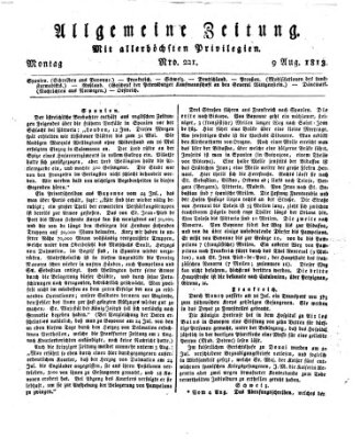 Allgemeine Zeitung Montag 9. August 1813
