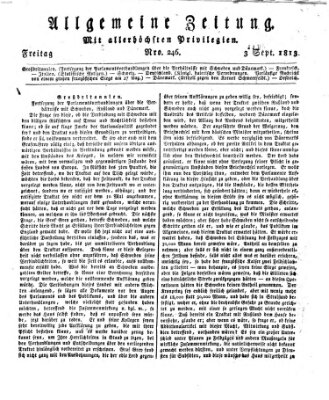 Allgemeine Zeitung Freitag 3. September 1813