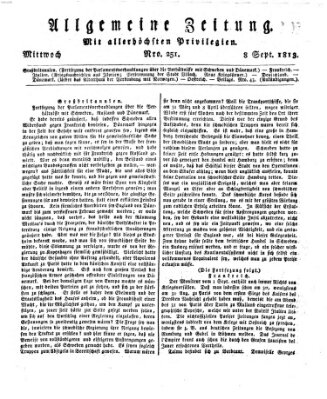 Allgemeine Zeitung Mittwoch 8. September 1813