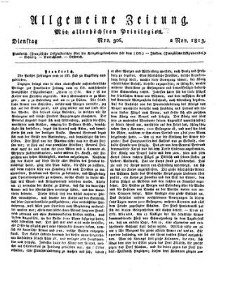 Allgemeine Zeitung Dienstag 2. November 1813