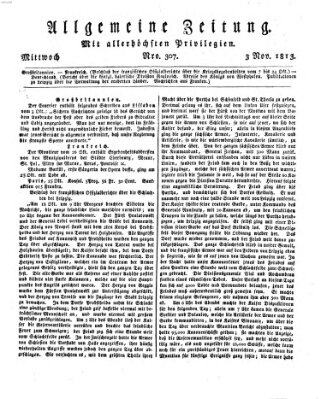 Allgemeine Zeitung Mittwoch 3. November 1813