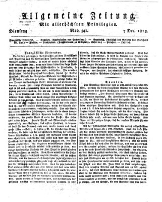 Allgemeine Zeitung Dienstag 7. Dezember 1813