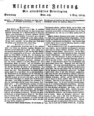 Allgemeine Zeitung Sonntag 6. August 1815