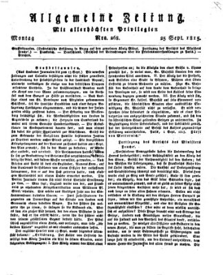 Allgemeine Zeitung Montag 25. September 1815