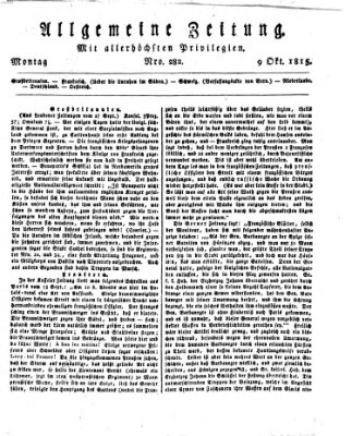 Allgemeine Zeitung Montag 9. Oktober 1815