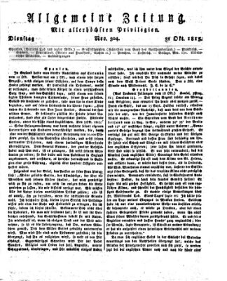 Allgemeine Zeitung Dienstag 31. Oktober 1815