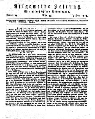Allgemeine Zeitung Sonntag 3. Dezember 1815
