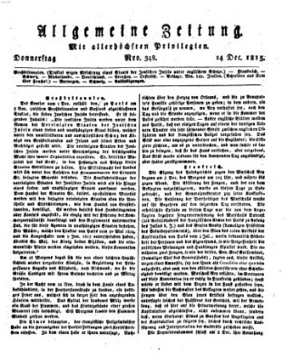 Allgemeine Zeitung Donnerstag 14. Dezember 1815