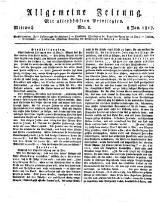 Allgemeine Zeitung Mittwoch 8. Januar 1817