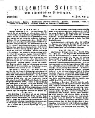 Allgemeine Zeitung Dienstag 14. Januar 1817