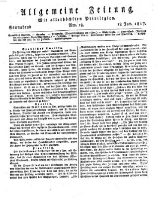 Allgemeine Zeitung Samstag 18. Januar 1817