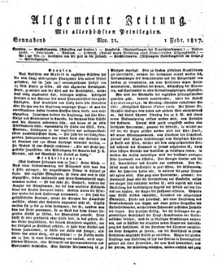 Allgemeine Zeitung Samstag 1. Februar 1817