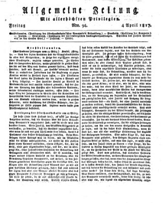 Allgemeine Zeitung Freitag 4. April 1817