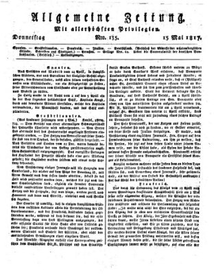 Allgemeine Zeitung Donnerstag 15. Mai 1817