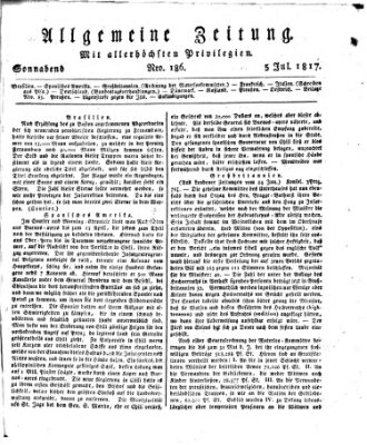 Allgemeine Zeitung Samstag 5. Juli 1817