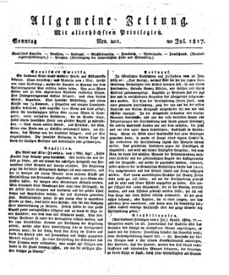 Allgemeine Zeitung Sonntag 20. Juli 1817