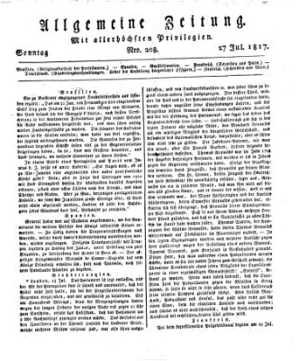 Allgemeine Zeitung Sonntag 27. Juli 1817