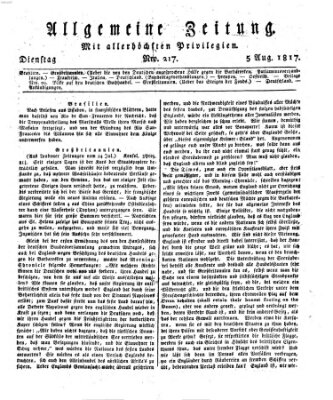 Allgemeine Zeitung Dienstag 5. August 1817