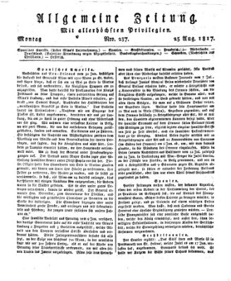 Allgemeine Zeitung Montag 25. August 1817