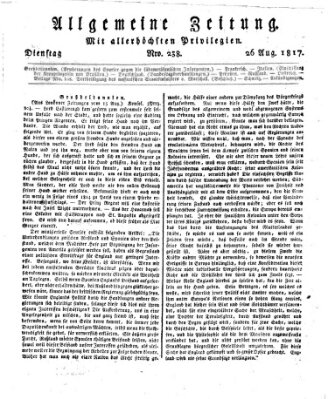Allgemeine Zeitung Dienstag 26. August 1817